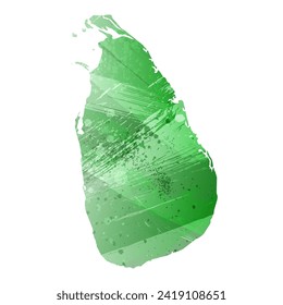 High detailed vector map. Sri Lanka. Watercolor style. Green color. Salacious emerald color.