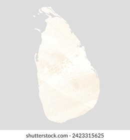 High detailed vector map. Sri Lanka. Watercolor style. Banana color. Pastel yellow color.
