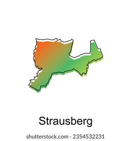 High detailed vector map of Strausberg modern outline, Logo Vector Design. Abstract, designs concept, logo, logotype element for template.