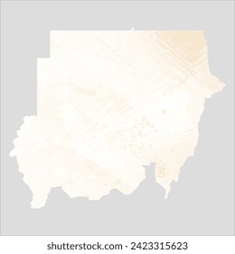 High detailed vector map. Sudan. Watercolor style. Banana color. Pastel yellow color.
