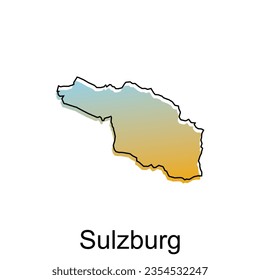 Hochdetaillierte Vektorkarte des modernen Sulzburger Umrisses, Logo Vector Design. Abstrakt, Design Konzept, Logo, Logotyp Element für Vorlage.