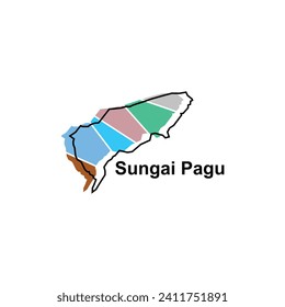 High detailed vector map of Sungai Pagu modern outline, Logo Vector Design. Abstract, designs concept, logo, logotype element for template.