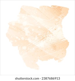 High detailed vector map. Suriname. Watercolor Style. Apricot delicate color.