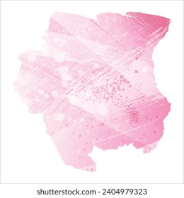 High detailed vector map. Suriname. Watercolor style. Amaranth pink color.