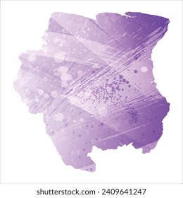 High detailed vector map. Suriname. Watercolor style. Amethyst purple color.