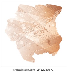 High detailed vector map. Suriname. Watercolor style. Antique brass. Light brown. Gold color.