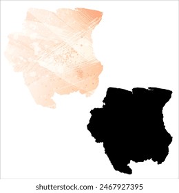 High detailed vector map. Suriname.