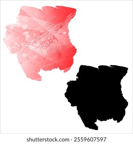 High detailed vector map. Suriname.