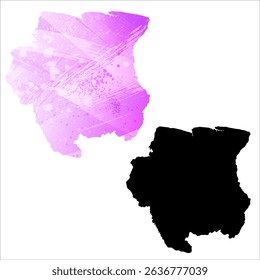 High detailed vector map. Suriname.