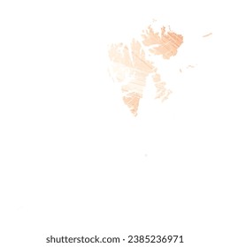 High detailed vector map. Svalbard. Watercolor style. Apricot color.