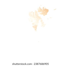 High detailed vector map. Svalbard. Watercolor Style. Apricot delicate color.