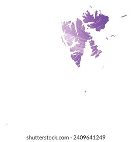 High detailed vector map. Svalbard. Watercolor style. Amethyst purple color.