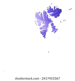 High detailed vector map. Svalbard. Watercolor style. Aspid blue color. A violet, delicate, pastel color.