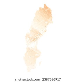 Mapa vectorial detallado alto. Suecia. Estilo acuarela. Color delicado del precio.