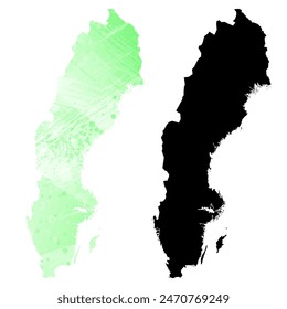 Mapa de Vector detallado. Suecia.