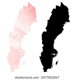 Mapa de Vector detallado. Suecia.