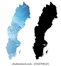 Detaillierte Vektorkarte mit hoher Auflösung. Schweden.