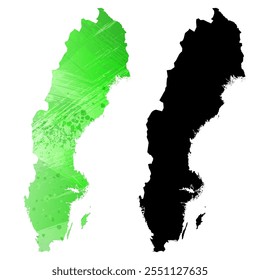 Alto mapa de Vector detallado. Suecia.