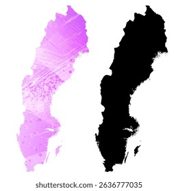 High detailed vector map. Sweden.