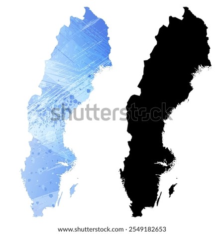 High detailed vector map. Sweden.