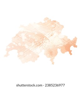 High detailed vector map. Switzerland. Watercolor style. Apricot color.