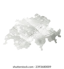 High detailed vector map. Switzerland. Watercolor style. Agate gray.