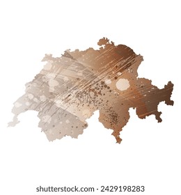 High detailed vector map. Switzerland. Watercolor Style. Beige and brown color.