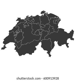 High detailed vector map - Switzerland