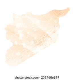Mapa vectorial detallado alto. Siria. Estilo acuarela. Color delicado del precio.