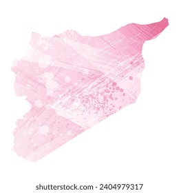 High detailed vector map. Syria. Watercolor style. Amaranth pink color.