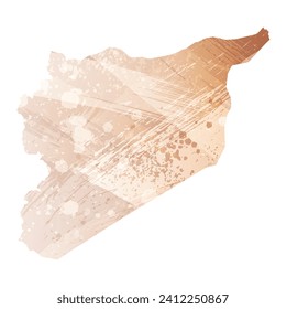 Mapa vectorial detallado alto. Siria. Estilo acuarela. Brass antiguo. Marrón claro. Color dorado.