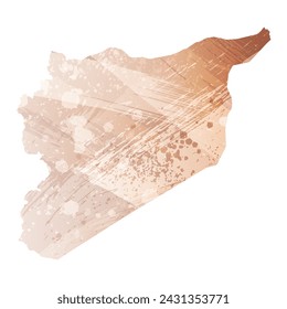 Detaillierte Vektorkarte mit hoher Auflösung. Syrien. Aquarellstil. Beige und Rot. Braune Farbe.
