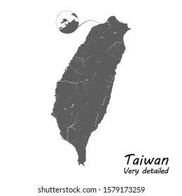 High detailed vector map of Taiwan