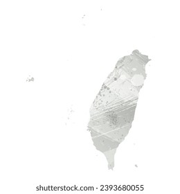 High detailed vector map. Taiwan. Watercolor style. Agate gray.