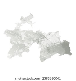 Mapa vectorial detallado alto. Tayikistán. Estilo acuarela. Agate gris.