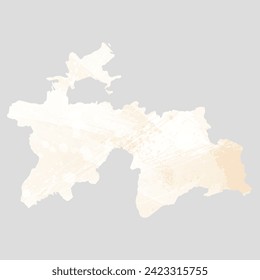 High detailed vector map. Tajikistan. Watercolor style. Banana color. Pastel yellow color.
