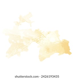 High detailed vector map. Tajikistan. Watercolor style. Banana color. Pastel yellow. Delicate yellow.
