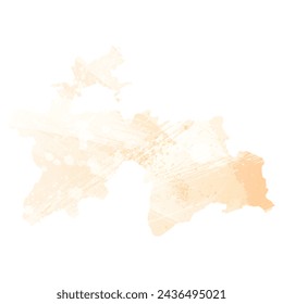 High detailed vector map. Tajikistan. Watercolor style. Biscuit color. Pastel yellow color.
