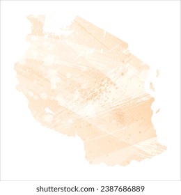 Mapa vectorial detallado alto. Tanzania. Estilo acuarela. Color delicado del precio.