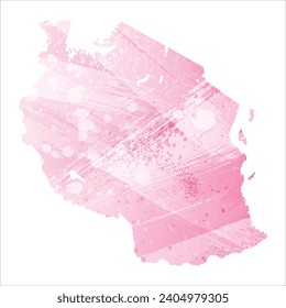 High detailed vector map. Tanzania. Watercolor style. Amaranth pink color.