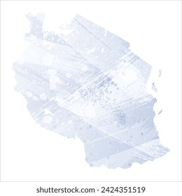 High detailed vector map. Tanzania. Watercolor style. Periwinkle color. Pastel lilac color. Delicate purple.