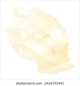 High detailed vector map. Tanzania. Watercolor style. Banana color. Pastel yellow. Delicate yellow.