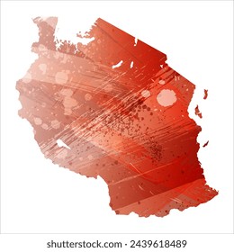 High detailed vector map. Tanzania. Watercolor style. Bismarck-furioso. Red color.
