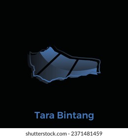 Mapa vectorial detallado del contorno moderno de la ciudad de Tara Bintang, Diseño de vectores con logotipo. Resumen, concepto de diseños, logotipo, elemento de logotipo para plantilla.