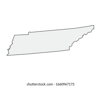 Mapa vectorial detallado. Estado de Tennessee, Estados Unidos.