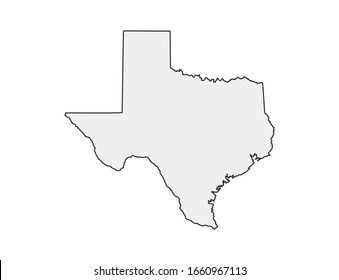 High detailed vector map. Texas USA state. American flag.