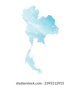 High detailed vector map. Thailand. Watercolor style. Aquamarine blue color.