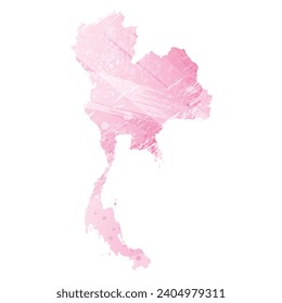 Hohe detaillierte Vektorkarte. Thailand. Aquarell. Amaranth rosa Farbe.