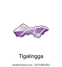 High detailed vector map of Tigalingga City modern outline, Logo Vector Design. Abstract, designs concept, logo, logotype element for template.