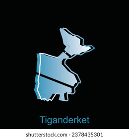 High detailed vector map of Tiganderkeet City modern outline, Logo Vector Design. Abstract, designs concept, logo, logotype element for template.